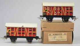 2st-386 M Rklin Two Marklin Ho #386 2st Tinplate Poultry Transport Car Vg/bx 1940s