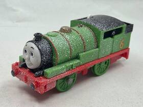 R9206 Mattel Thomas Friends Trackmaster Percy Snowy Train Engine Motorized Green 2009
