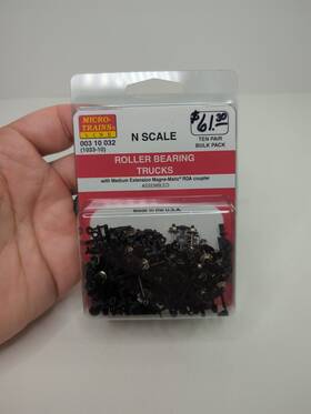 1033-10 Micro-trains 695140003303 003 10 032 Roller Bearing Trucks Black Ten Pair Bulk Pack