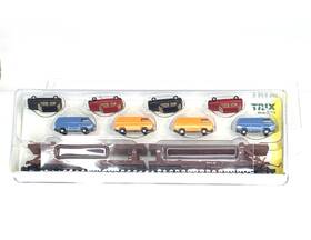 15442 Minitrix N-scale Auto Carrier Autotransportwwagen. With Vw Golfs Vans Ln/box