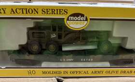 9159 Model Power Ho Military Action Series 50ft Flatcar With Road Grader Us Army