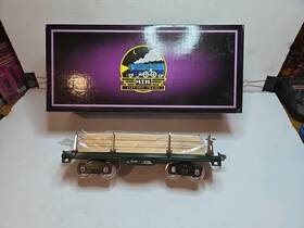 10-1117 Mth Standard Gauge Tinplate Dark Green 511 Flat Car With Wood Load