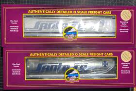 20-99064 Mth And 99065 Pair Of Plated Santa Fe 100-ton Covered Hopper Cars