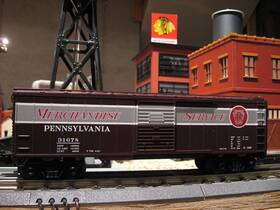 30-4066-0 Mth Rail King Pennsylvania Silver Stripe Inch Merchandise Service Box Car # 31678