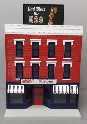 30-90627 Mth O Gauge Bigly Firearms 3-story Building With Trump Billboard Ex