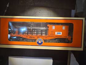 6-82095 Mth 6-85095 Lionel O Scale Amtrak Tie Car #67 Lighted Cab. Displayed In A Glass Case