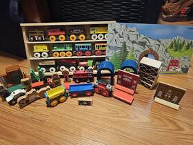 Orbrium 013964651928 12 Piece Magnetic Wooden Train Engine And Car Set With Storage Box