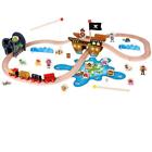 Pki061 Pidoko Kids Pirate Theme Wooden Train Set Pcs Includes Magnet