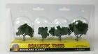 Tr1505 Realistic Green Dark Scenics Woodland 4 Trees Ho Scale Pk