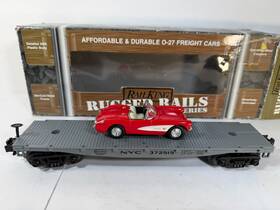 33-7601 Road Legends Railking 0-27 Rugged Rails Nyc Flat Car With 1957 Corvette