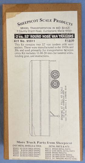 95011 Sheepscot Scale Products Ho Van Trailer Kit - Two 32ft Kits In Package