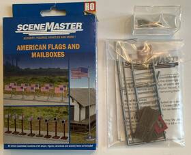949-4166 Walthers Ho Scale Scenemaster 50-star American Flags And Usps Mailboxes
