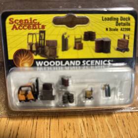 Wooa2208 Woodland Scenics N Scale A2208 Forklift And Loading Dock Details Figures 5 Pcs