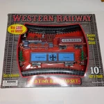 Playmaker Toys Western Railway Old Time Railroad Set 10' Track Light Sound Vtg. Fixed Price $33.25.