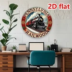 Vintage Tin Metal Sign Pennsylvania Railroad Steam Train Round 8X8. Fixed Price $10.99.