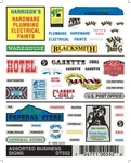 Woodland Scenics Assorted Business Signs Dry Transfer Decals DT552. Fixed Price $8.99.