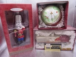 Vtg 1990S Lot Hallmark Blown Glass Christmas Ornaments Lionel Soldier Poinsettia. Fixed Price $33.24.