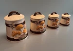 4 Vintage Gare Inc. 1976 Mushrooms, Butterflys & Flowers Canisters Set. Fixed Price $125.00.