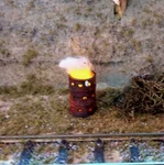 Gauge Burning Barrel W/ Flickering Led Light! 1:48 Scale ON30 Over "300" Sold. Fixed Price $9.99.