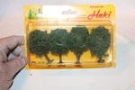 Ho Scale Heki, Set Of 4 Flocked Green Trees 2.5" Tall Bnos. Fixed Price $24.00.