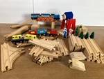 Melissa & Doug Lot Wooden Railway Set 65 Pieces Track Bridge.... Fixed Price $44.95.