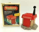Vintage Learning Curve Toys Woodtown Fire Station Lego Compatible. Fixed Price $24.99.