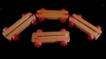 4 Vintage 1950S 1960S Connectable Wood Train Car Toys Unmarked Unknown Maker 6". Fixed Price $15.00.