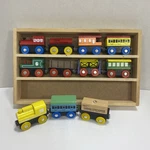 PLAY22 Wooden Train Set Engines Cars 11 Pieces Magnetic Joint. Fixed Price $17.99.