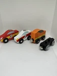 Melissa & Doug Wooden Train Cars Lot (4) Race Freight Magnetic. Fixed Price $10.00.