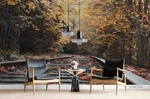 3D Train Track Forest Leaf Self-adhesive Removeable Wallpaper Mural 2760. Fixed Price $88.83.