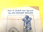 Lionel Postwar 494-38 8-54TT Rotary Beacon Original Instructions. Fixed Price $12.00.