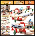Electric Toddler Train Set, 88 Pcs Wooden Track Toys For Kids 3-5 Years, Fun Gif. Fixed Price $71.99.