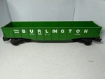 Lionel O-gauge 9140 Burlington Northern Gondola Green Model Railroad Car. Fixed Price $9.00.