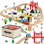 Vevor 70PCS Wooden Train Set For Kids Ages 3-8 Track Toy Construction Crane. Fixed Price $32.99.