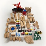 Melissa & Doug Wooden Railway Train Set 132 +pieces Bridges Roundhouse Huge Lot. Fixed Price $84.98.