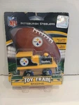 Nfl Pittsburgh Steelers Real Wood Toy Train Engine Includes Display Black & Gold. Fixed Price $23.00.