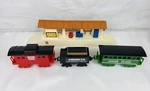 Vintage Polyfect Toys Train Station 1985 Western Express W/ Sounds & Cars 4PC. Fixed Price $18.00.