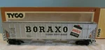 Vintage Scale Trains Model Tyco 3598 Boraxo Grey Covered Hopper Car W/box. Fixed Price $22.00.