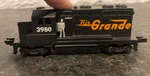 Vintage 1983 Mattel Rio Grande Train Push Locomotive #3980 Pop-out Engineer. Fixed Price $14.99.