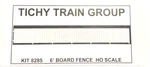 Ho Scale Tichy Train Group 8285 Board Fence 6' Tall (20) Pcs. Fixed Price $15.30.