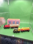 Vintage Thomas The Train Wooden Cars & Building Learning Curve Toy Lot. Fixed Price $29.95.