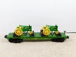 Mth Railking 30-7028A John Deere Flat Car With Model Tractors. Fixed Price $74.00.