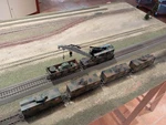 Roco, Military Set Of Crane And Armed Wagons, Scale Ho. Fixed Price $200.00.