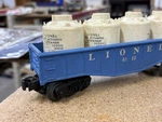 Vintage Lionel 6112-85 Blue Car With Canisters. Fixed Price $29.00.