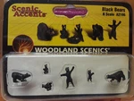 Woodland Scenics Accents A2186 Figures - Black Bears Pkg (6) Scale. Fixed Price $14.25.