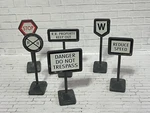 Scientific Toys Service Railway Express Train - Lot Of (6) Signs. Fixed Price $10.00.