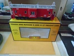 Mth Railking #30-7727 Bay Window Caboose Bnsf (red) #11997 (lighted) O/O27. Fixed Price $45.00.