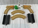 Fisher Price Geotrax Set, Bridge, Railroad Sign, Signal, Ytrack, Tree. Fixed Price $19.99.