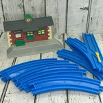 Tomy Plarail Blue Switch Track Curve 7 Pc Set Thomas Train & Wellsworth Station. Fixed Price $17.95.
