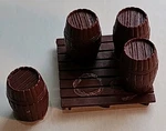 Lionel Postwar 6472-132 Gauge 3/4" Barrels (4) Pallet Freight Load Original. Fixed Price $7.59.